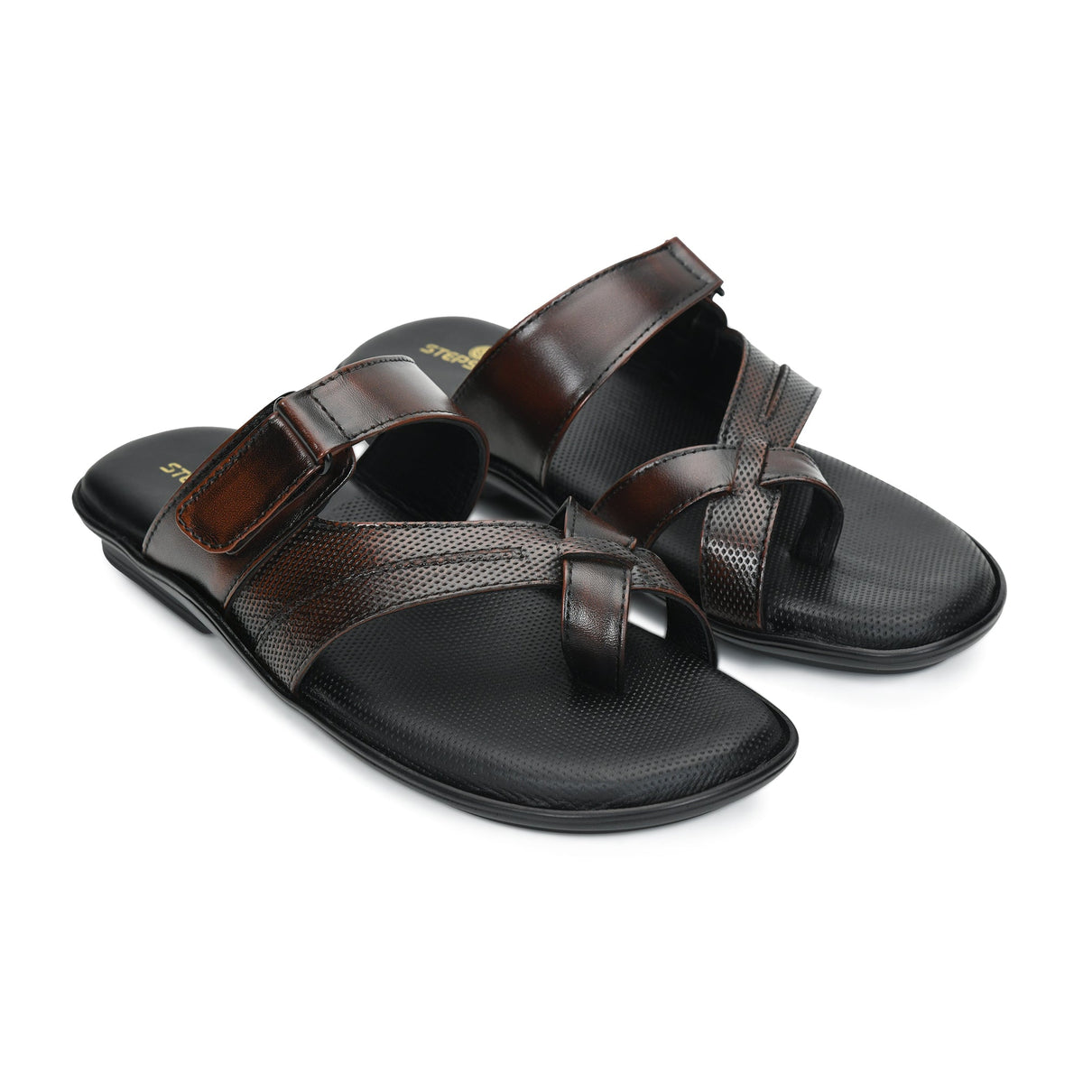 Leather Toe Ring Memory Cushion Slippers Men