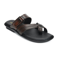 Leather Toe Ring Memory Cushion Slippers Men