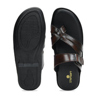 Leather Toe Ring Memory Cushion Slippers Men