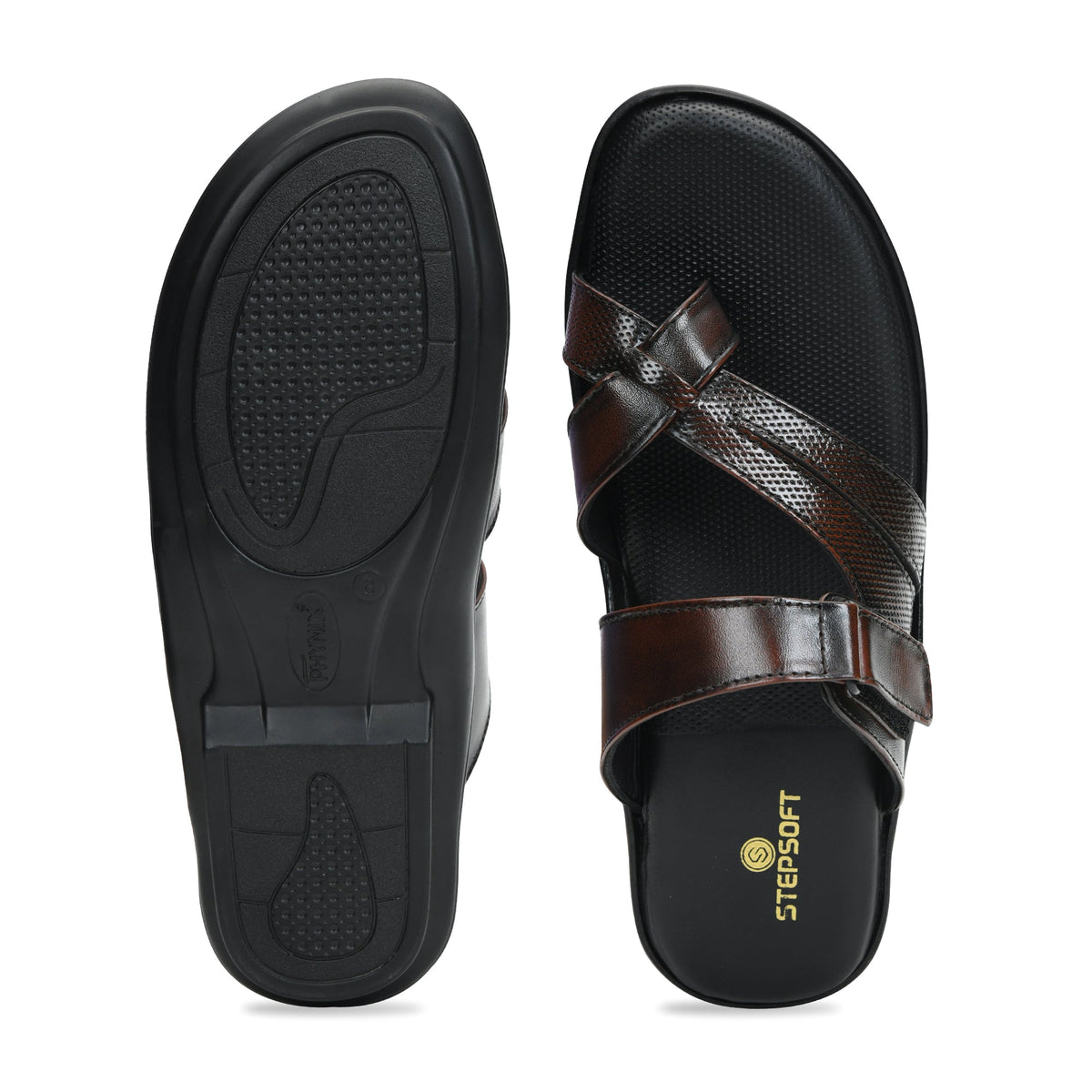 Leather Toe Ring Memory Cushion Slippers Men