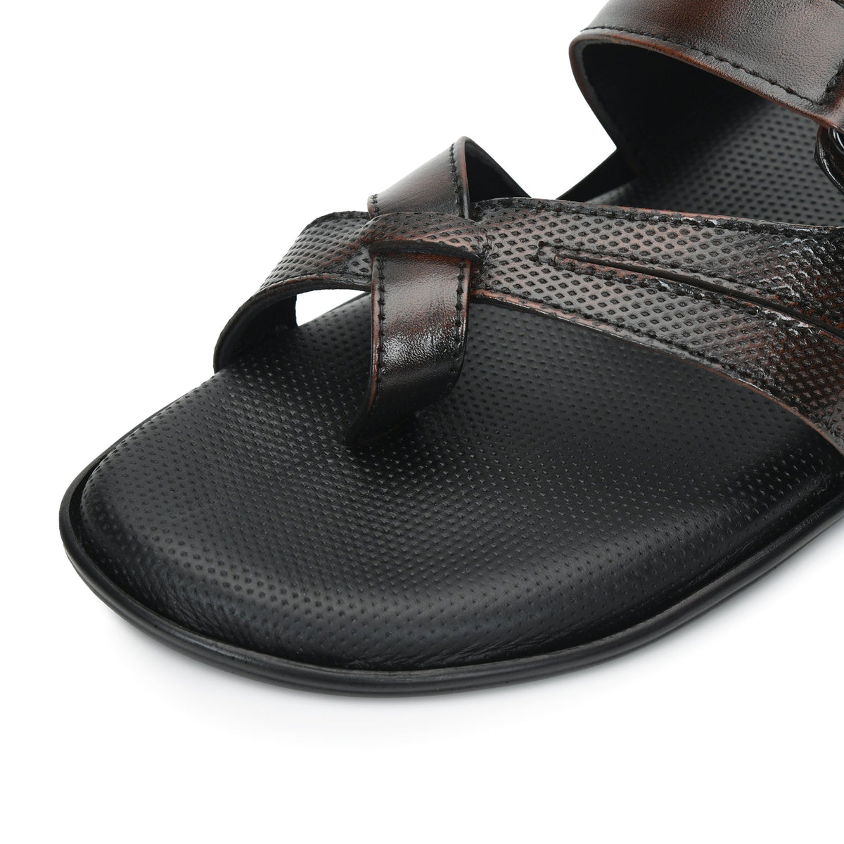 Leather Toe Ring Memory Cushion Slippers Men