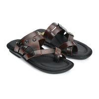 Leather Thumb Style Toe Ring Slippers Men