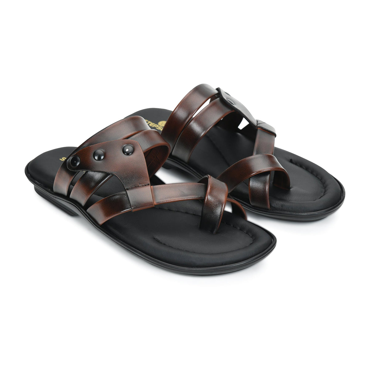 Leather Thumb Style Toe Ring Slippers Men