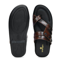 Leather Thumb Style Toe Ring Slippers Men
