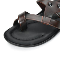 Leather Thumb Style Toe Ring Slippers Men