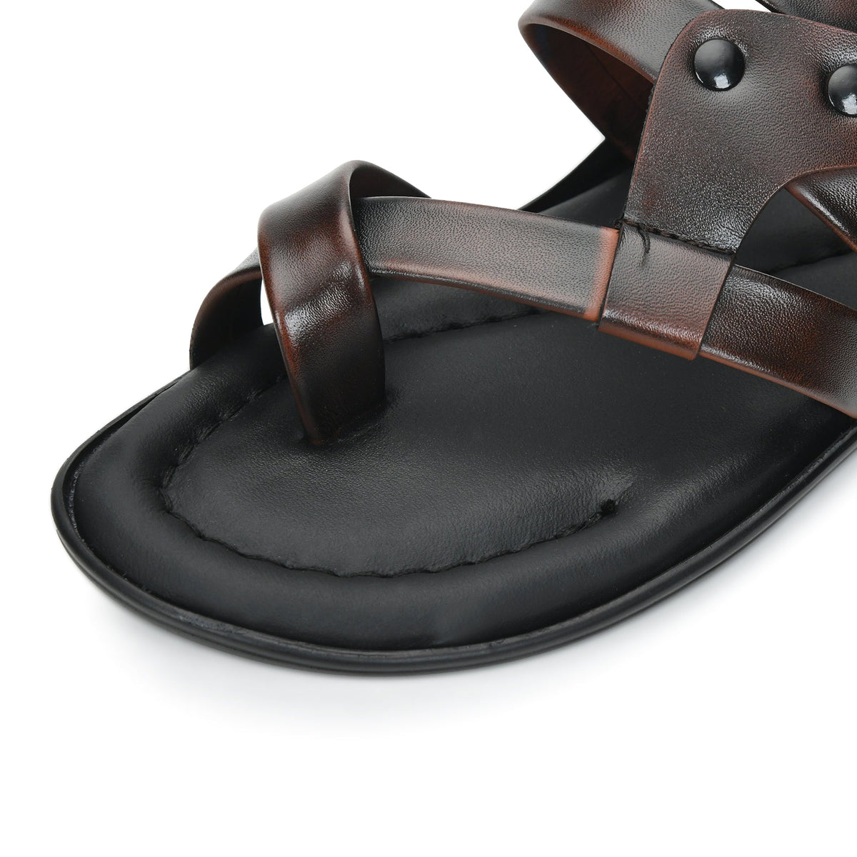 Leather Thumb Style Toe Ring Slippers Men