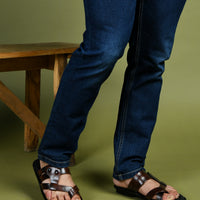 Leather Thumb Style Toe Ring Slippers Men
