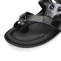 Leather Thumb Style Toe Ring Slippers Men