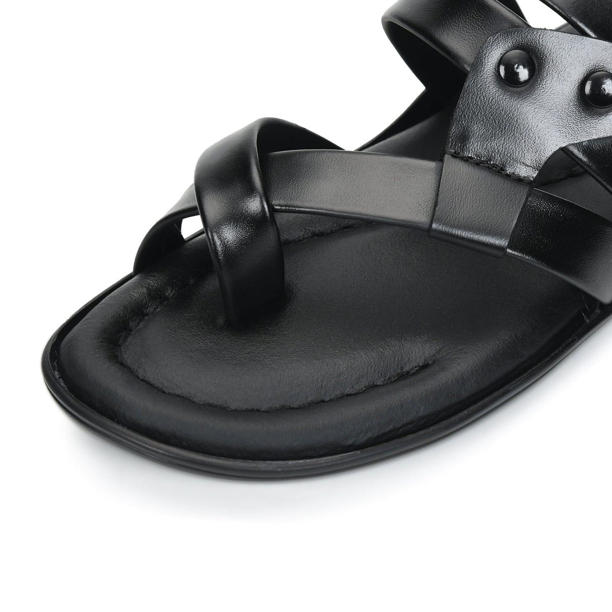 Leather Thumb Style Toe Ring Slippers Men
