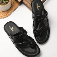 Leather Thumb Style Toe Ring Slippers Men