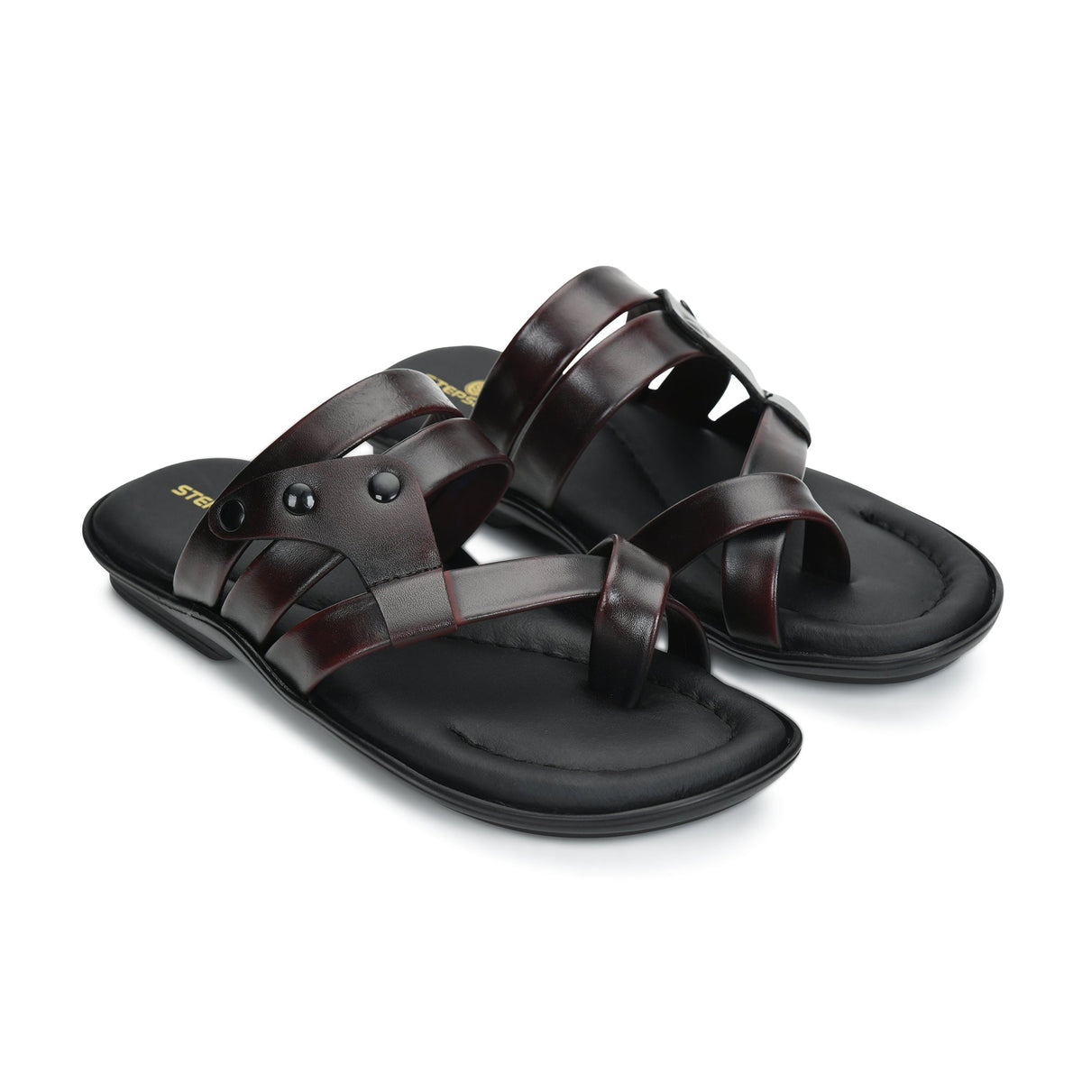 Leather Thumb Style Toe Ring Slippers Men