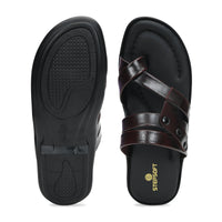 Leather Thumb Style Toe Ring Slippers Men