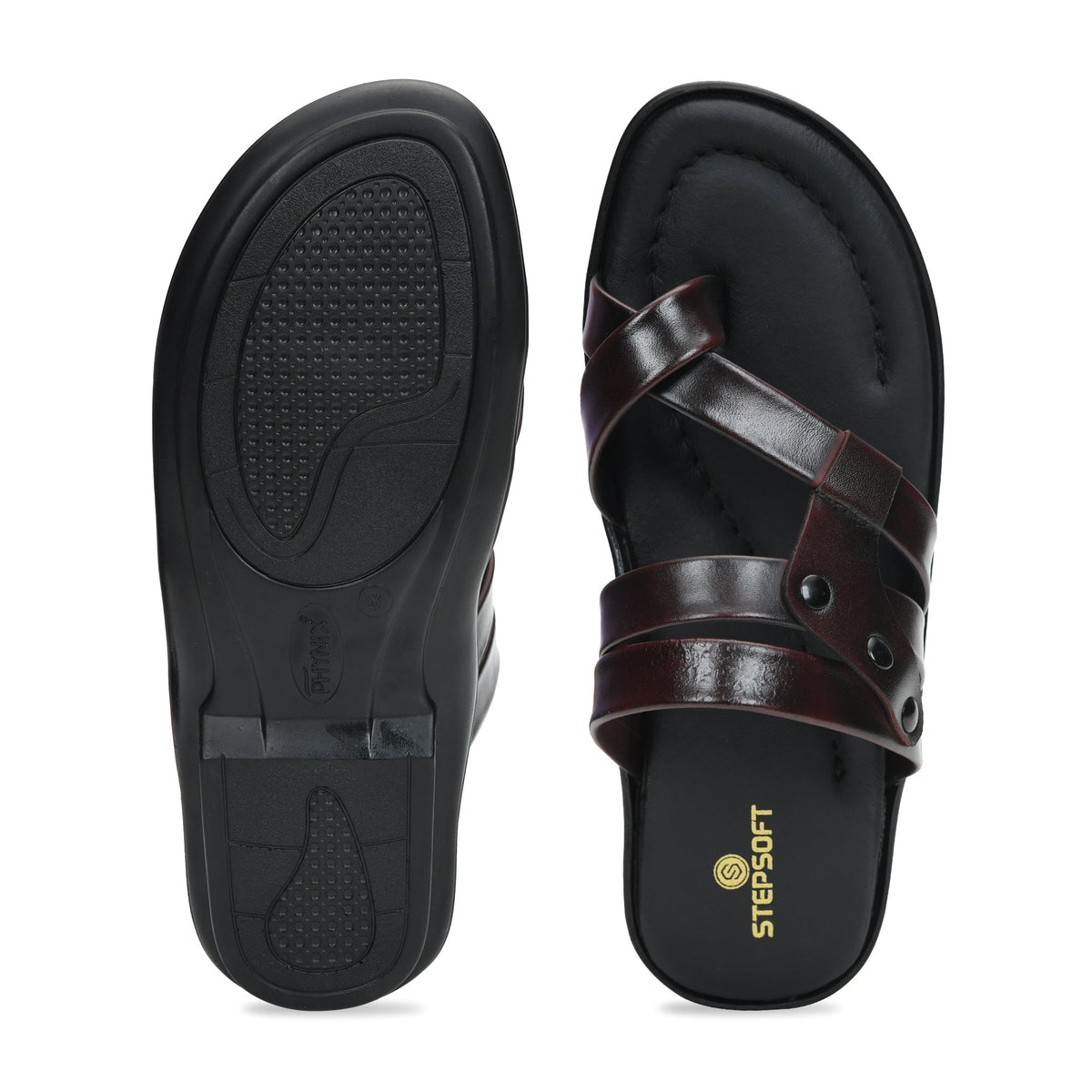 Leather Thumb Style Toe Ring Slippers Men