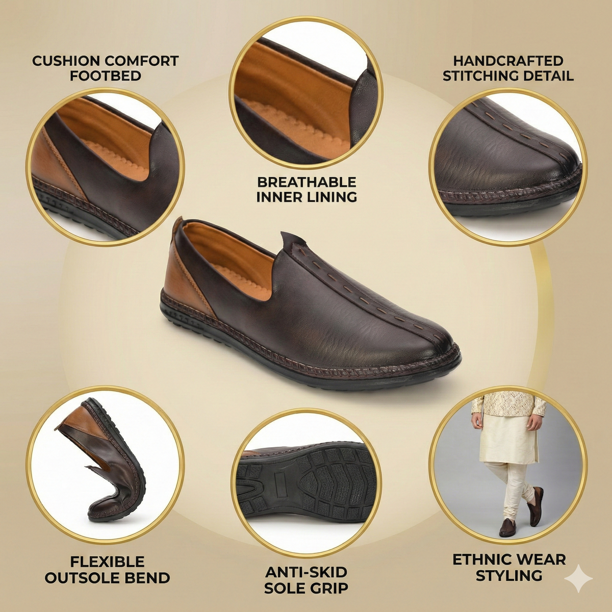 Breathable Faux Leather Mojari Jutti Men