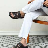 Title: Handmade Genuine Leather Slip-On Slippers