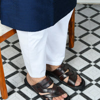 Title: Handmade Genuine Leather Slip-On Slippers