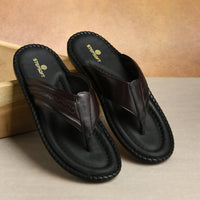 Handcrafted Leather V-Shape Slippers Men