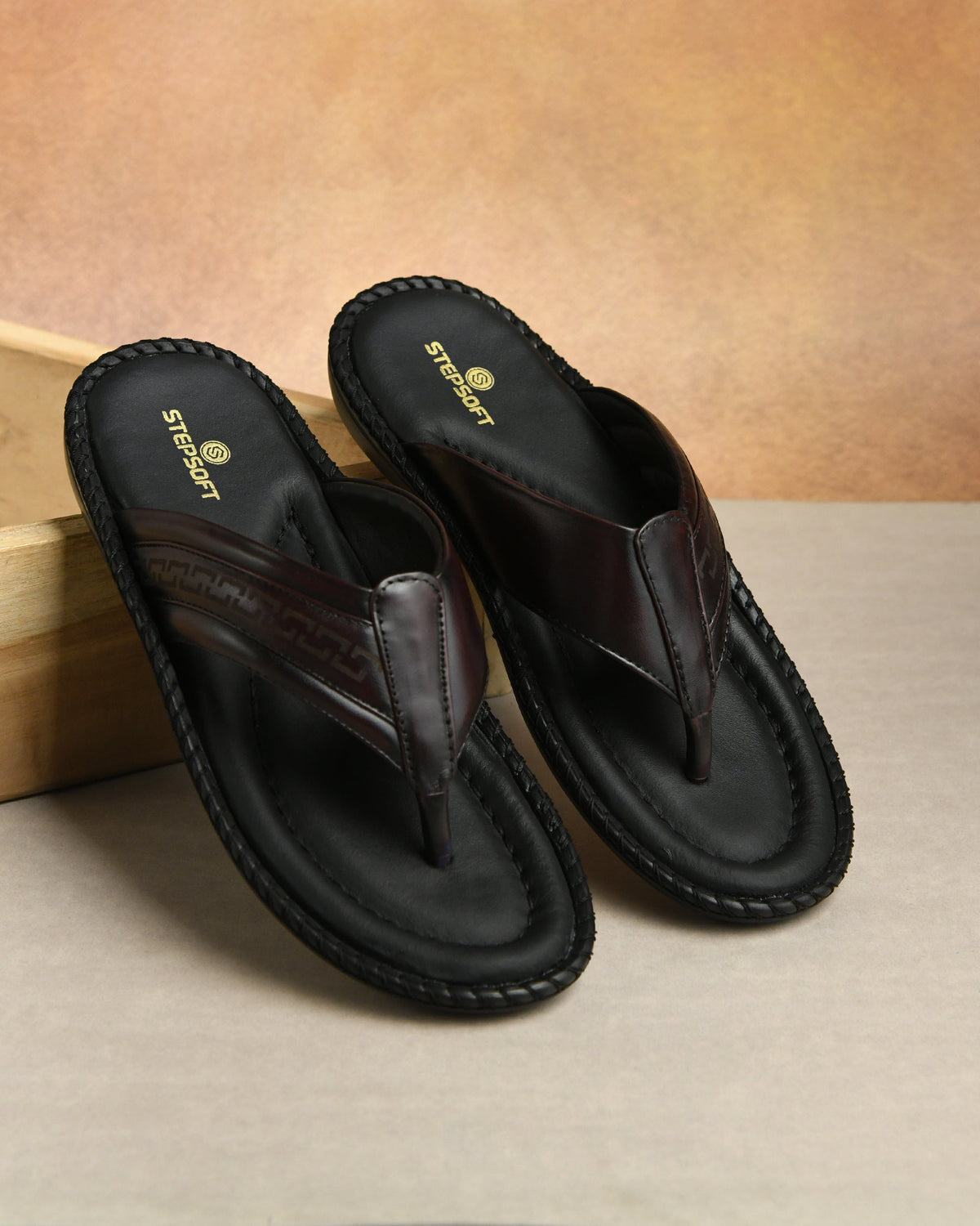 Handcrafted Leather V-Shape Slippers Men