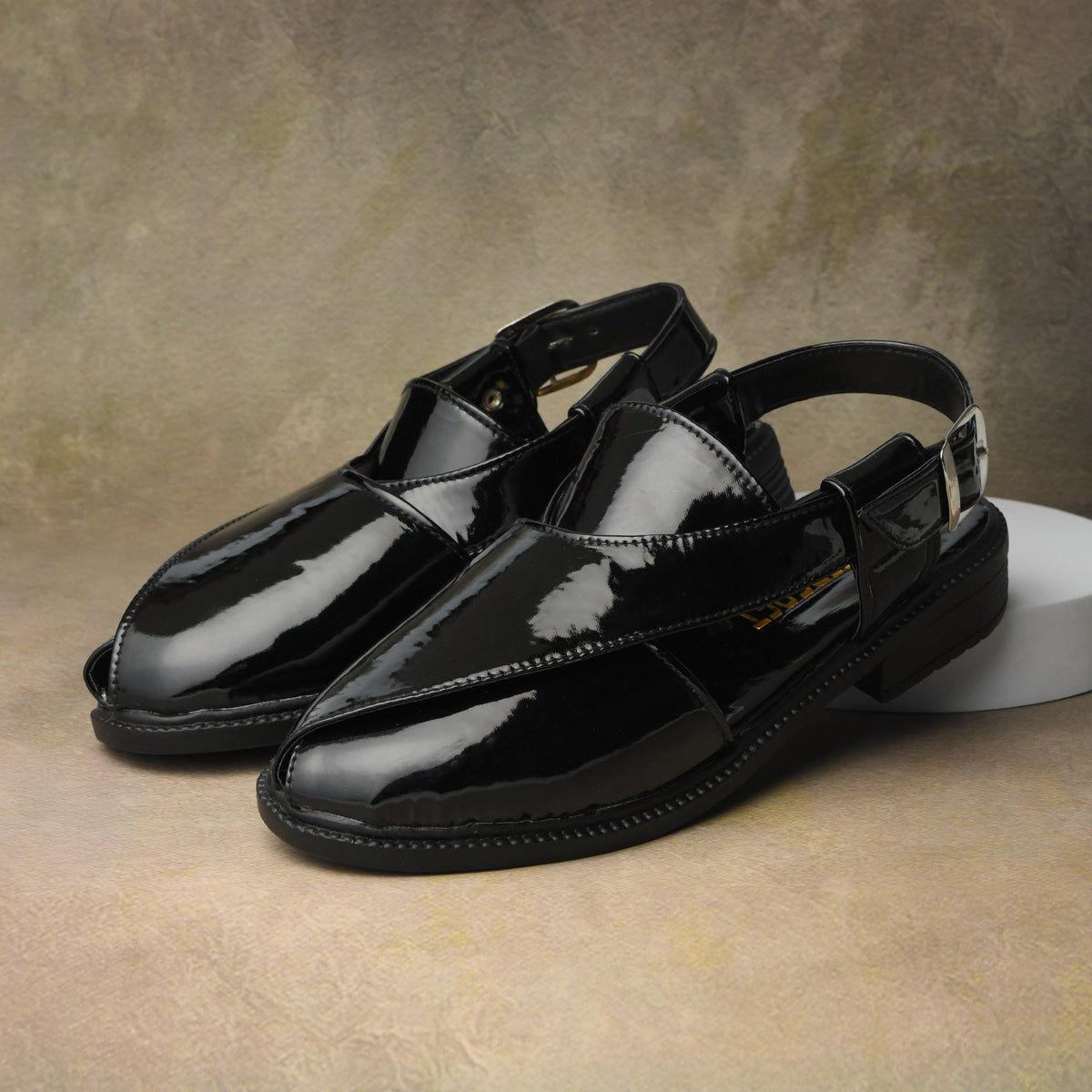 P4 Patent Finish Peshawari Sandals Men