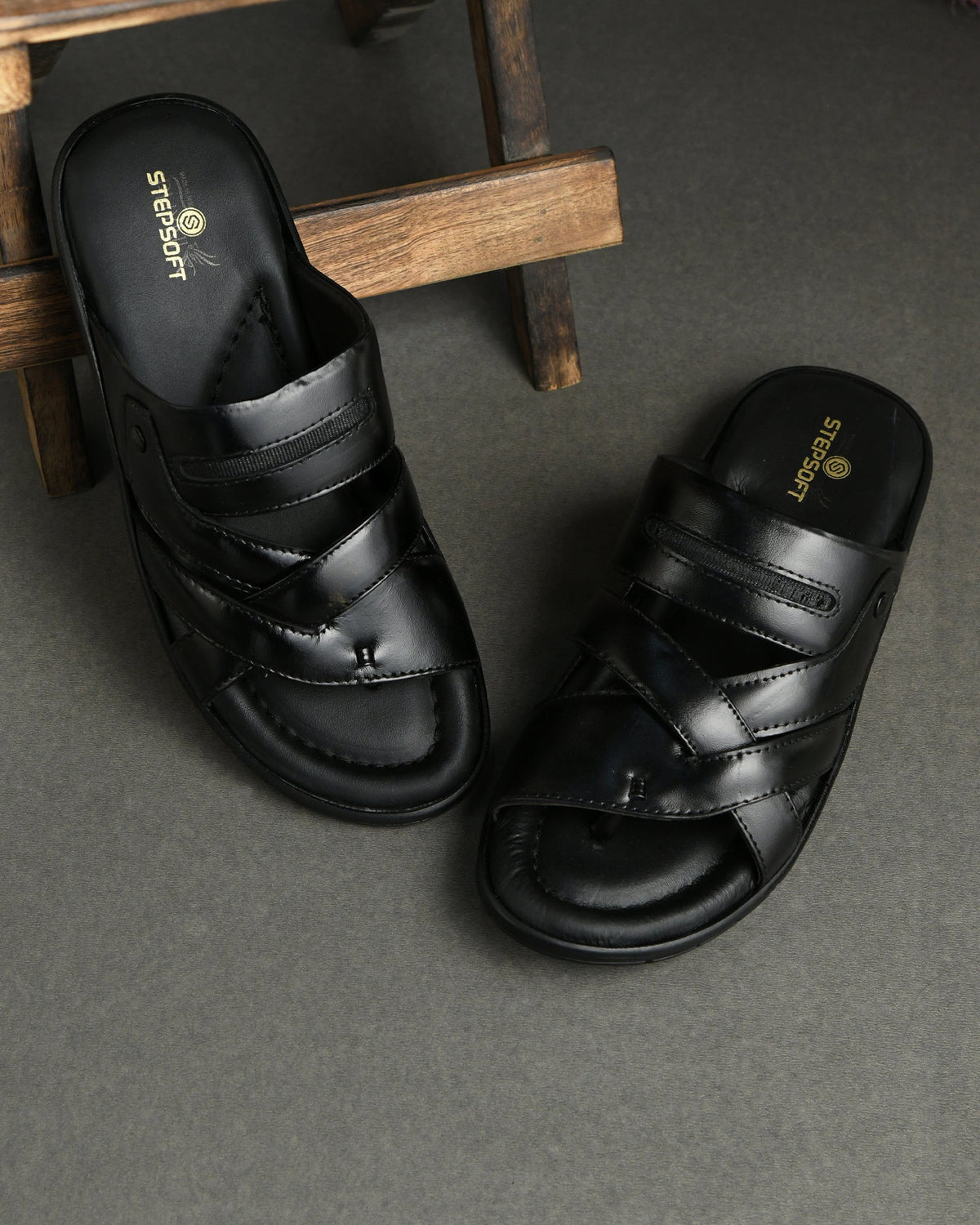 Title: Handmade Genuine Leather Slip-On Slippers