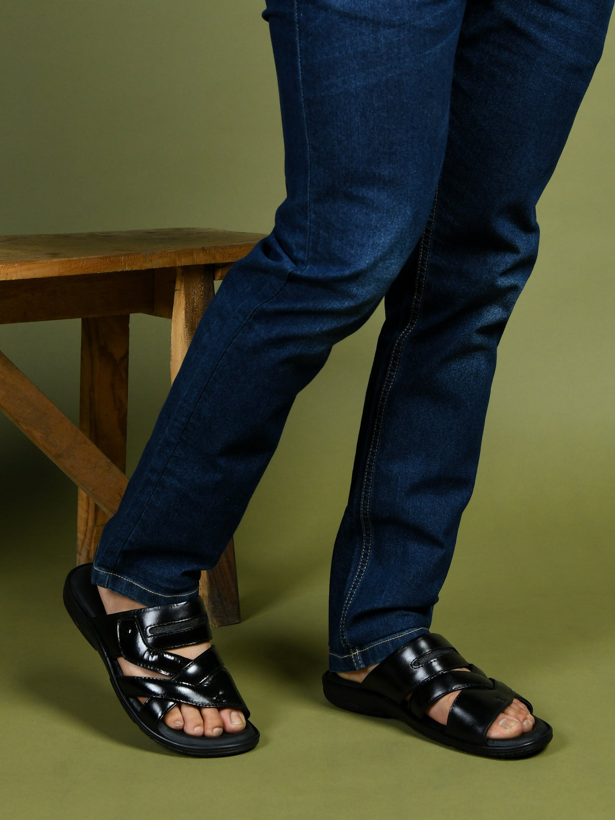 Title: Handmade Genuine Leather Slip-On Slippers