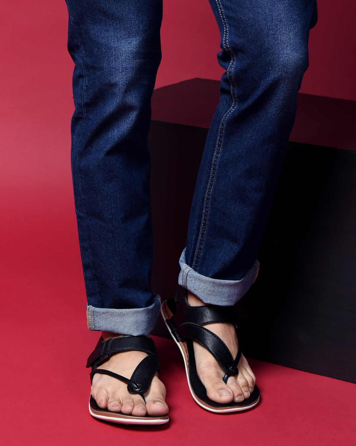 Faux Leather Sandals with Adjustable Backstrap