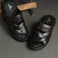 Title: Handmade Genuine Leather Slip-On Slippers