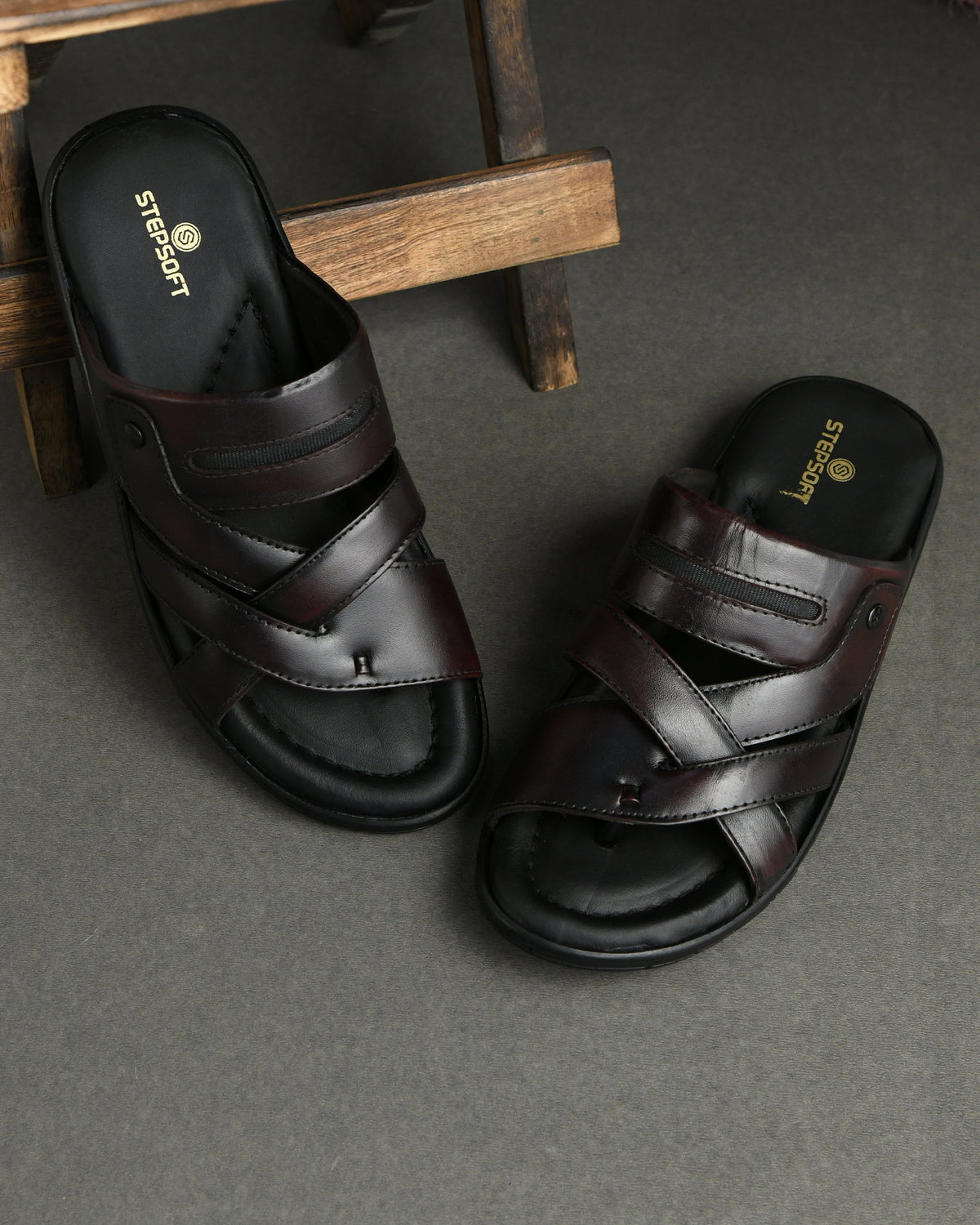 Title: Handmade Genuine Leather Slip-On Slippers