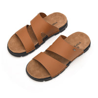 Dual Strap Vegan Leather Comfort Slippers