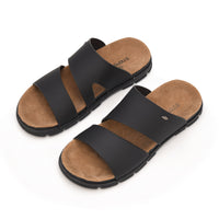 Dual Strap Vegan Leather Comfort Slippers