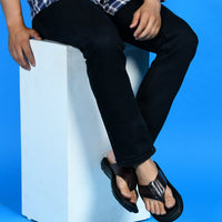 Handcrafted Leather V-Shape Slippers Men