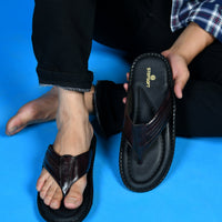 Handcrafted Leather V-Shape Slippers Men