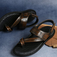 Side-Thumb Genuine Leather Sandals Men