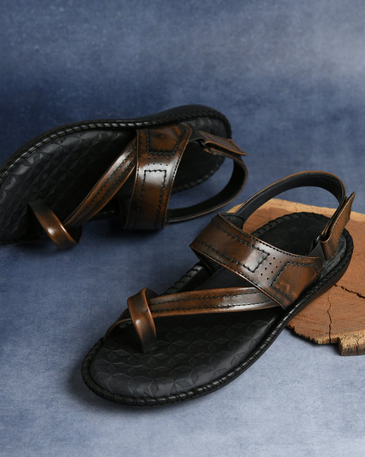 Side-Thumb Genuine Leather Sandals Men