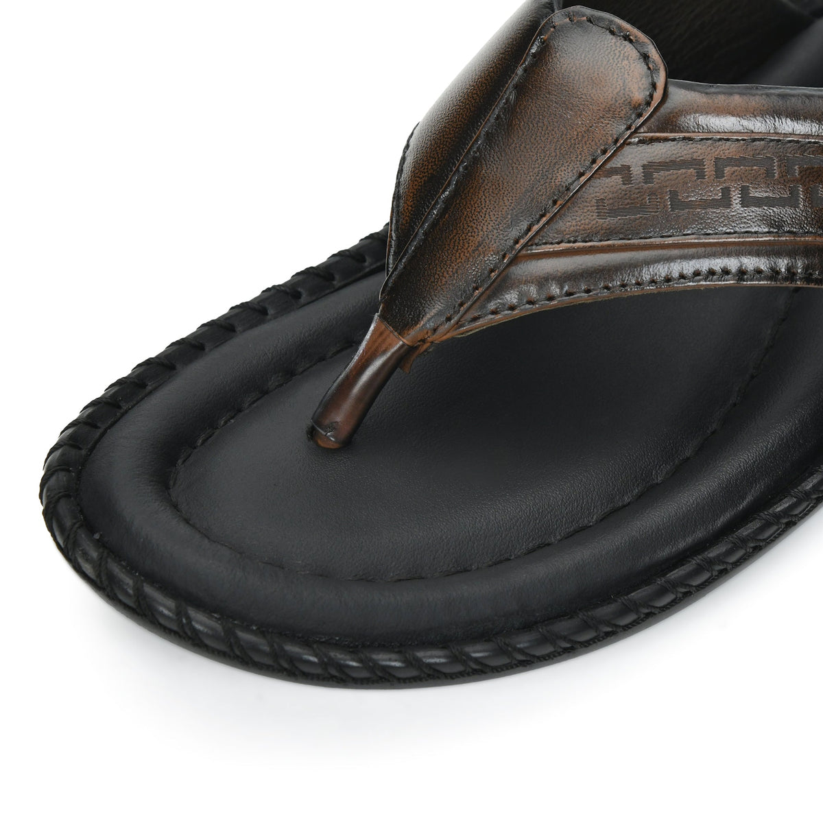 Handcrafted Leather V-Shape Slippers Men