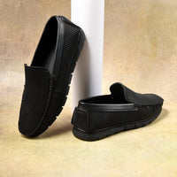 Textured Faux Leather Moccasin Loafers Men