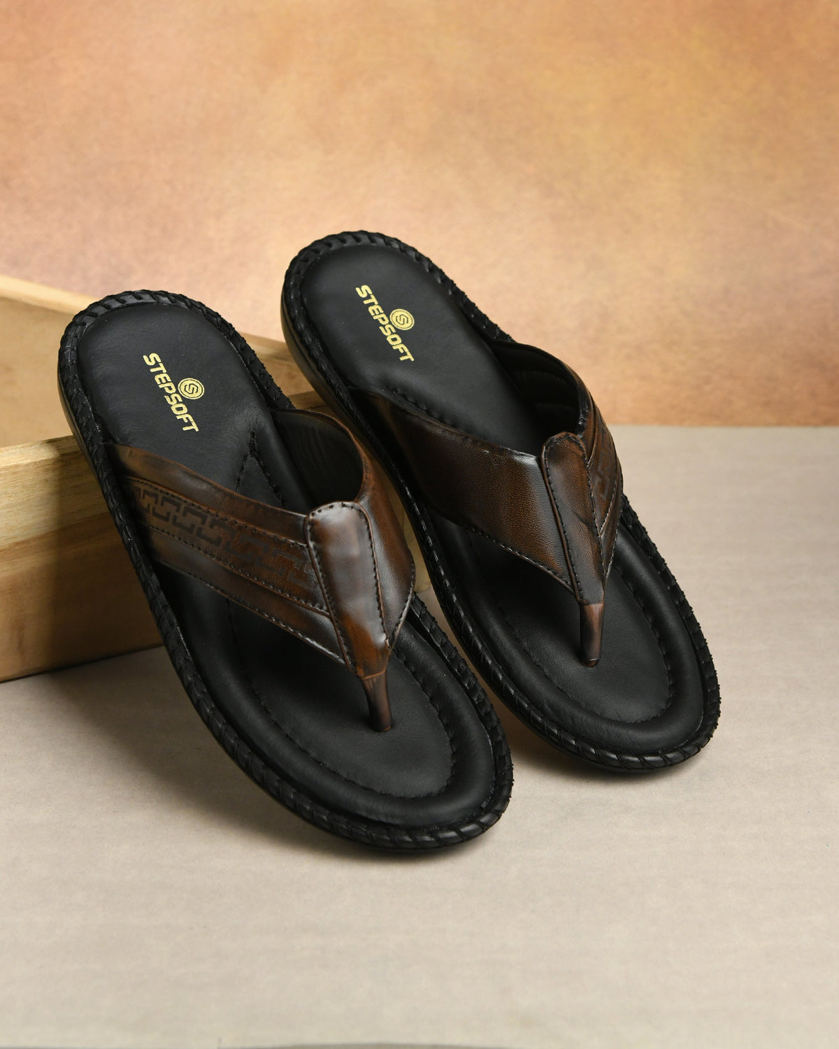 Handcrafted Leather V-Shape Slippers Men