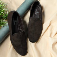 Suede Perforated Slip-On Juttis for Men