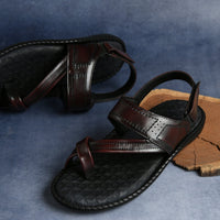 Side-Thumb Genuine Leather Sandals Men