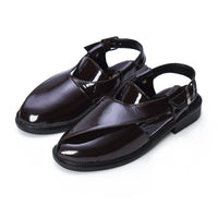 P4 Patent Finish Peshawari Sandals Men