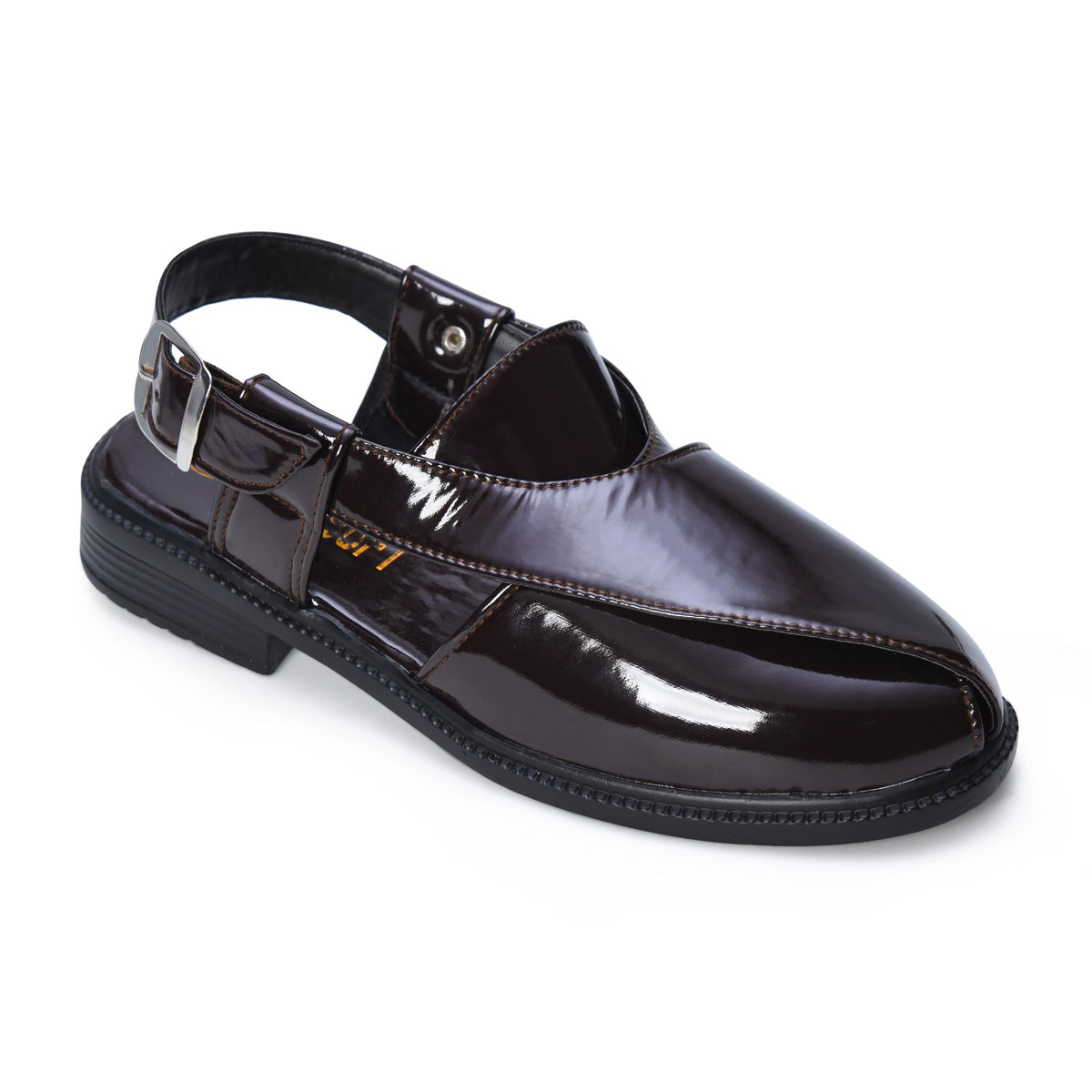 P4 Patent Finish Peshawari Sandals Men