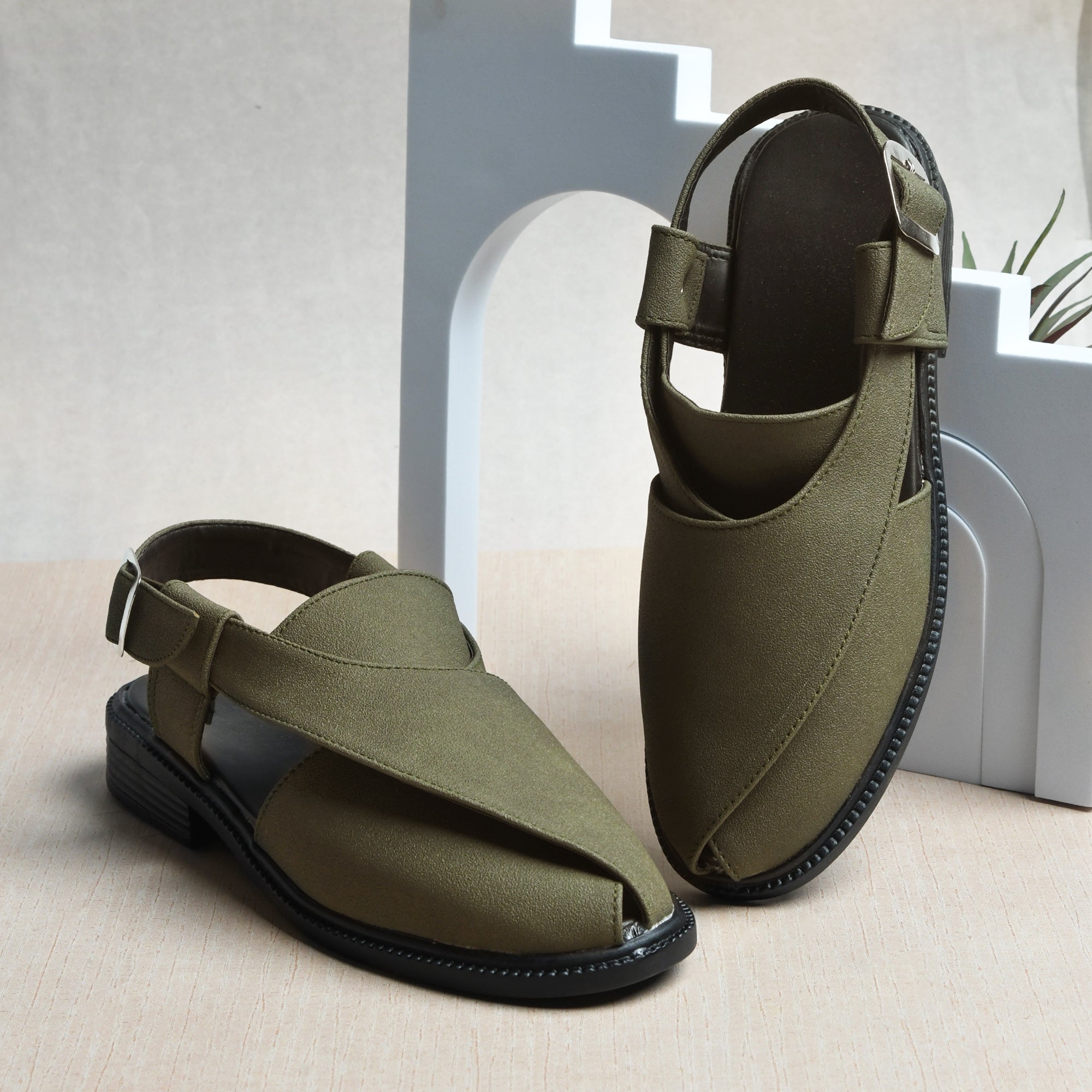 Suede Peshawari Closed-Toe Sandals Men