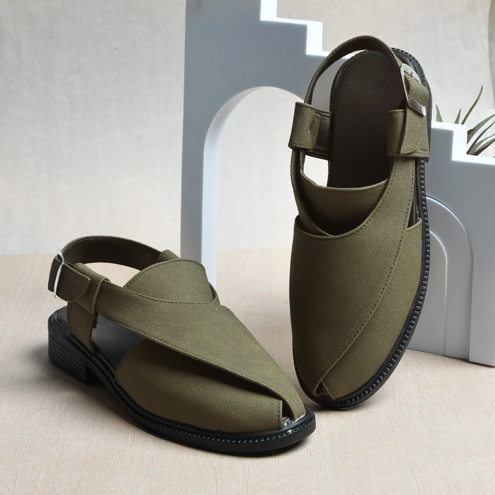 Suede Peshawari Closed-Toe Sandals Men