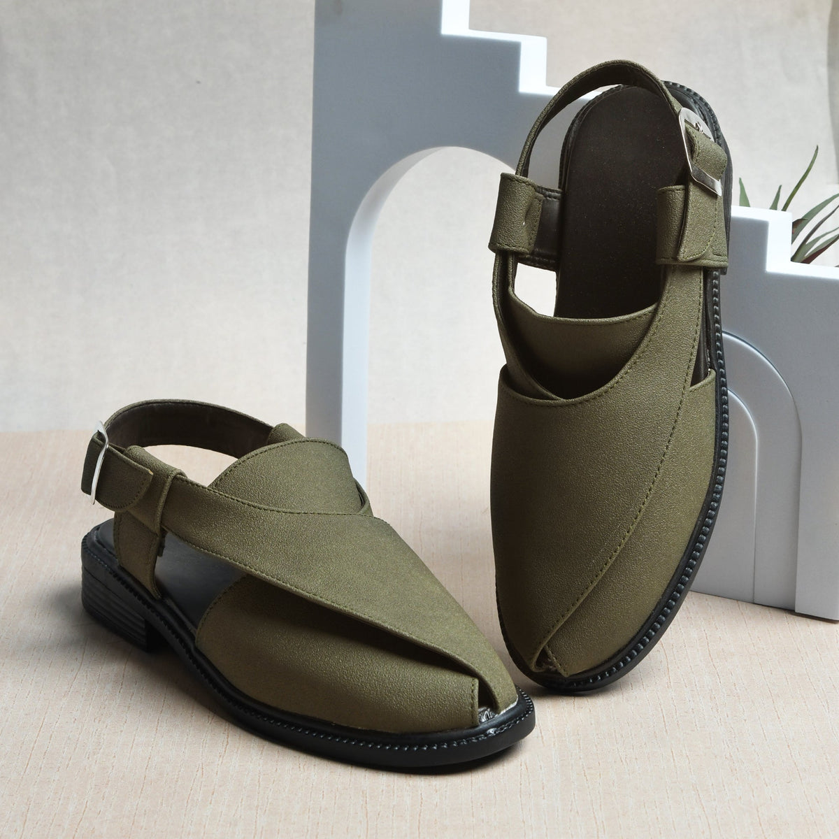 Suede Peshawari Closed-Toe Sandals Men