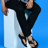 Handcrafted Leather V-Shape Slippers Men
