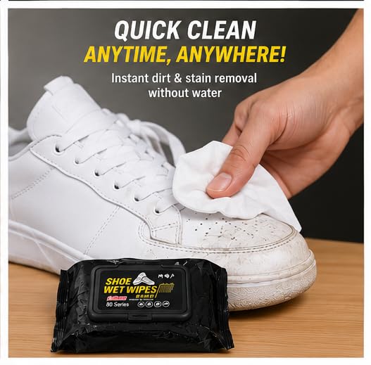 Premium Shoe Cleaning Wet Wipes | 80 Pulls | Instant Sneaker & Leather Shoe Cleaner | Resealable Pack