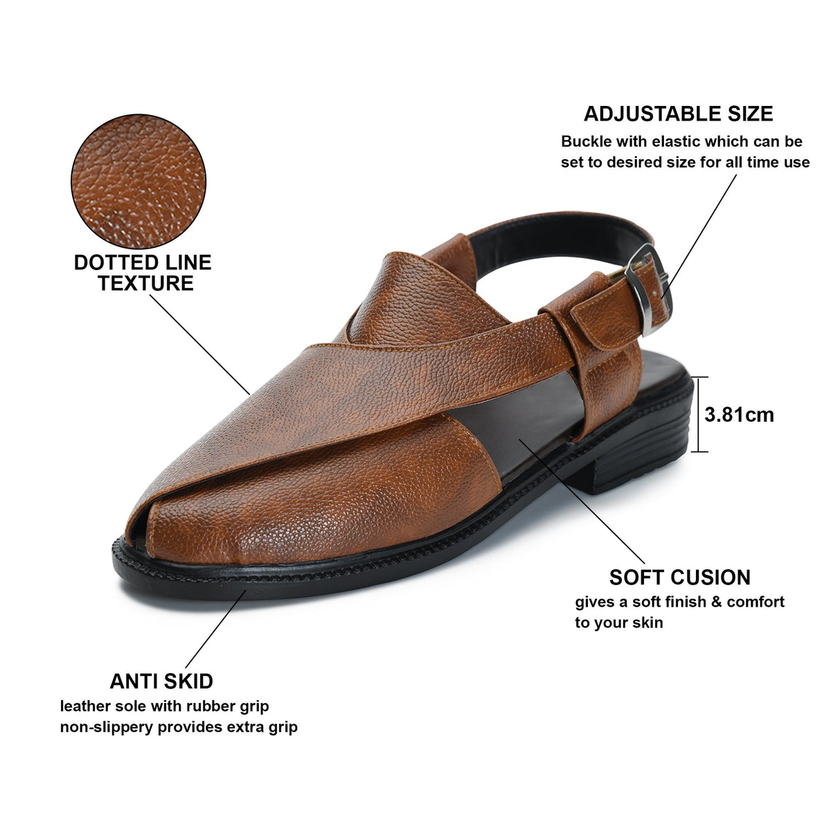 Peshawari Faux Leather Ethnic Sandals Men