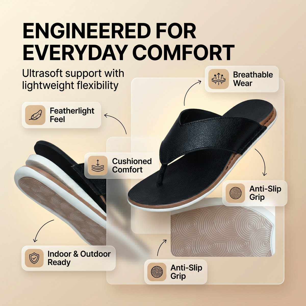 Ultrasoft V-Shape Thong Slippers for Men