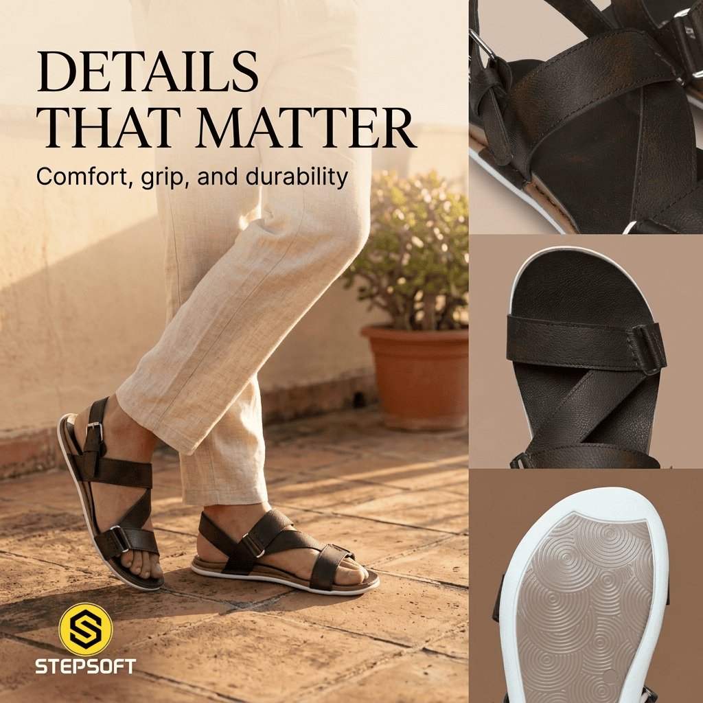 Cushioned Footbed Buckle Strap Sandals Men