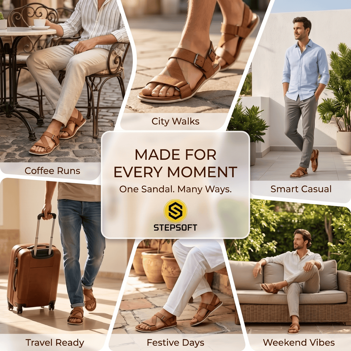 Cushioned Footbed Buckle Strap Sandals Men